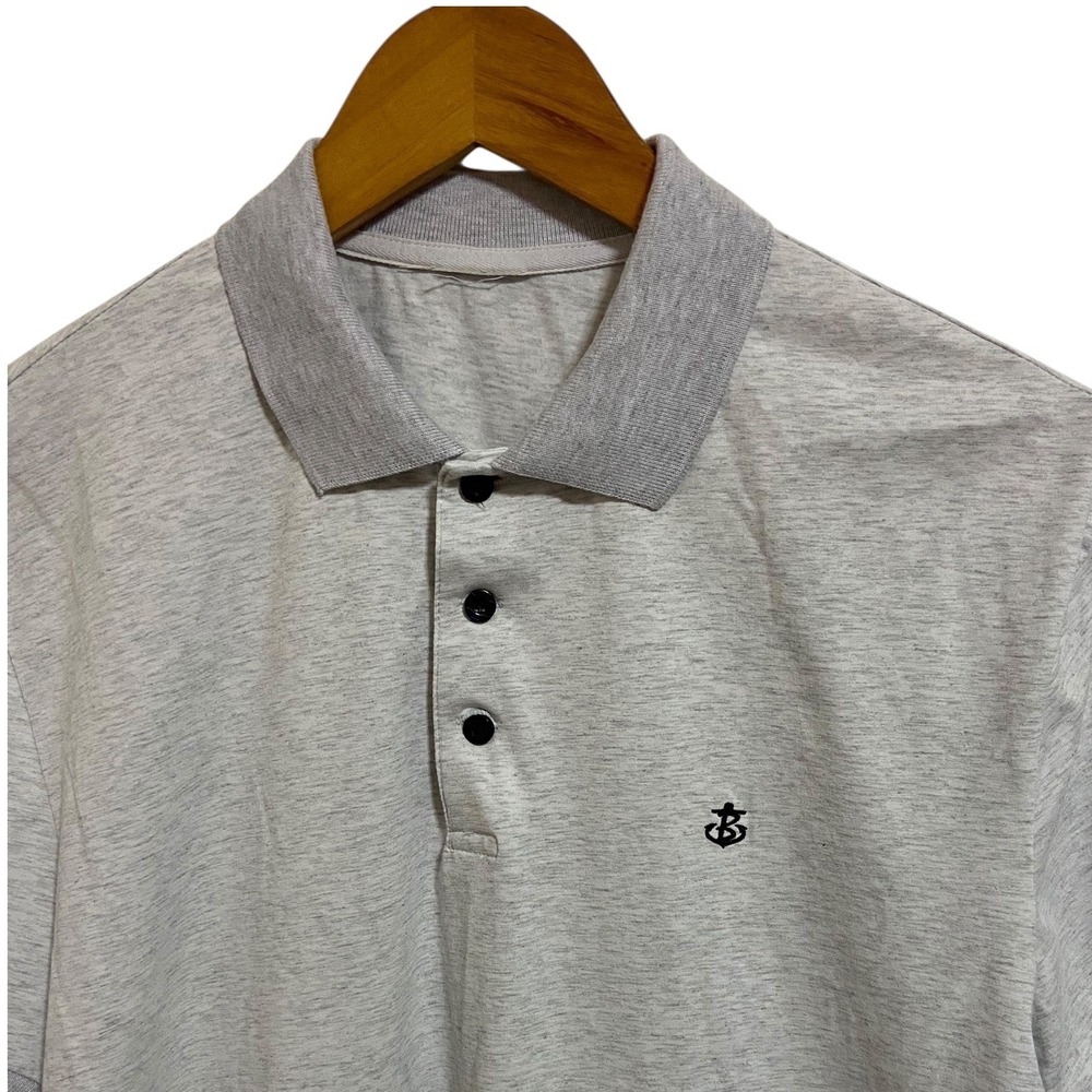 Blakely Men's Performance Light‎ Grey Heather Logo Golf Polo Preppy Shirt Large